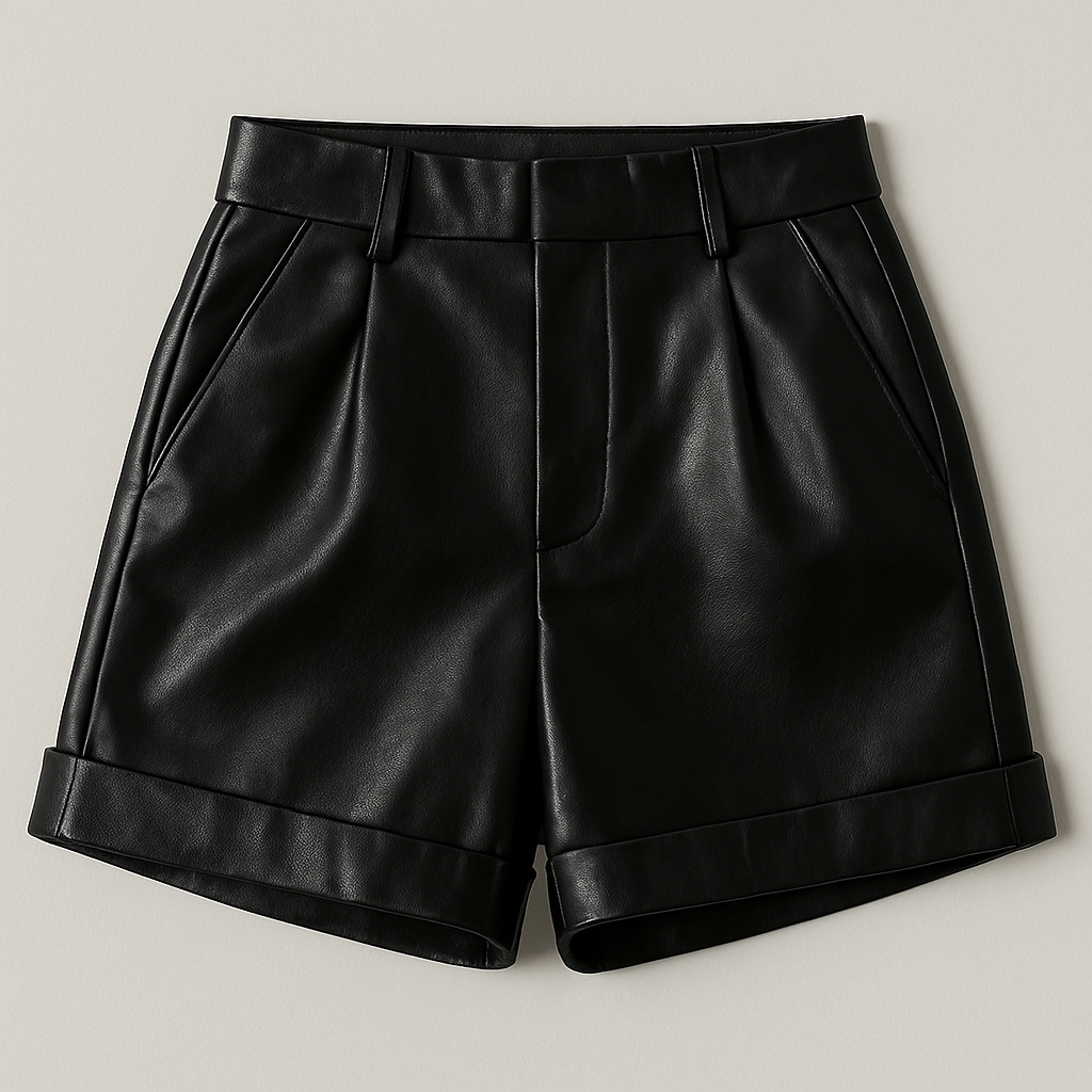 Women's High-Waisted Leather Shorts
