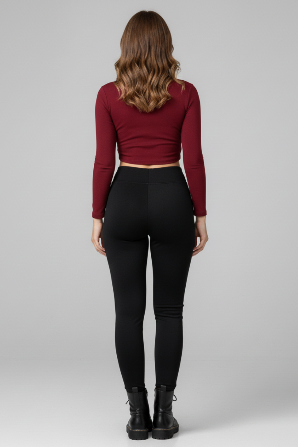 Women’s High Waisted Leather Look Panel Leggings Stretch Slim Fit Pants