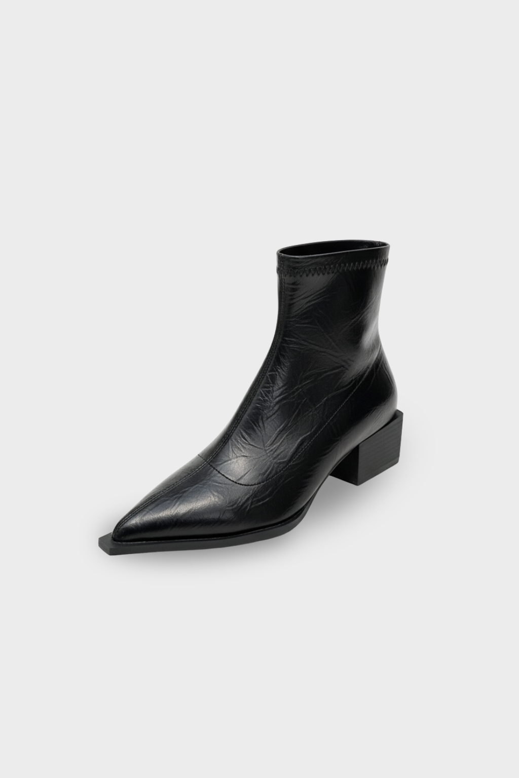 Ghete cu vârf ascuțit, toc mic bloc, slip-on pentru femei