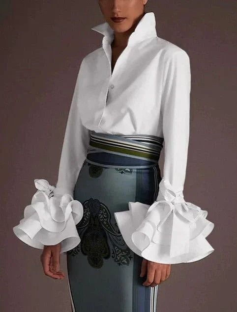 Carolina - Blouse chic pour femme avec manches modernes à volants