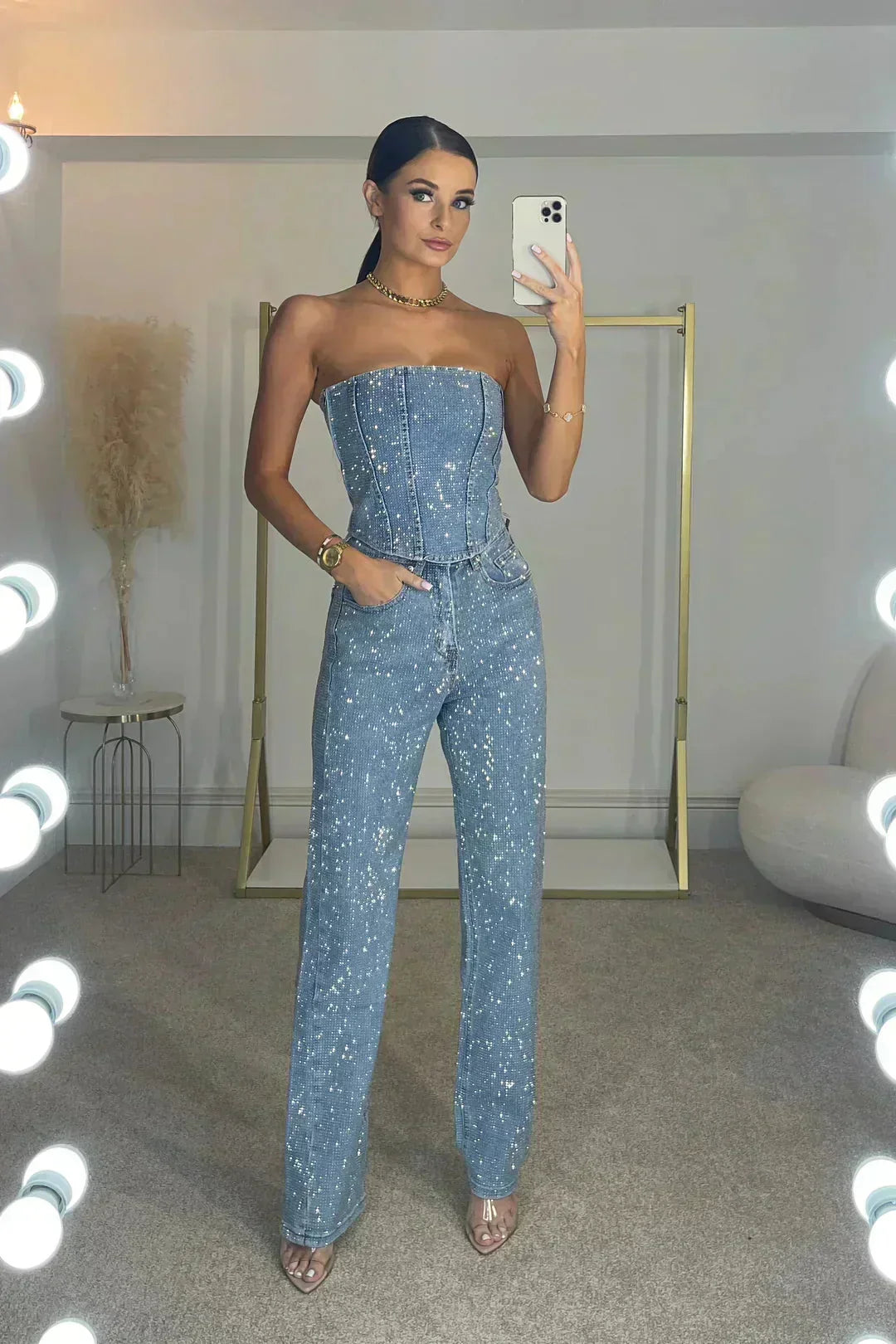 Abigail - Combinaison de soirée bustier à jambes larges pour femme